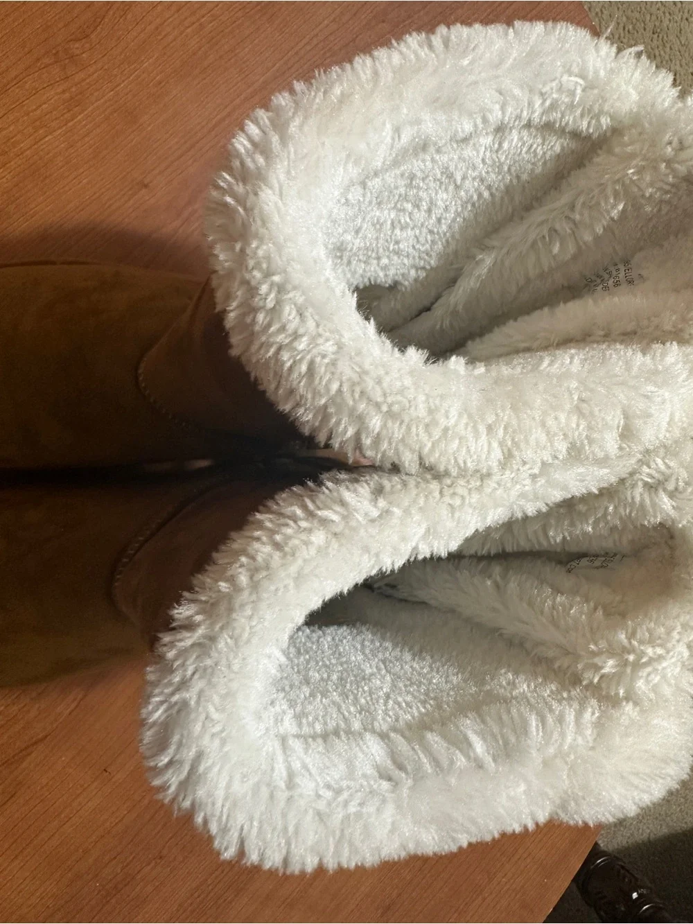 Women’s Faux-Suede Winter Boots in Tan with Plush Cream Lining